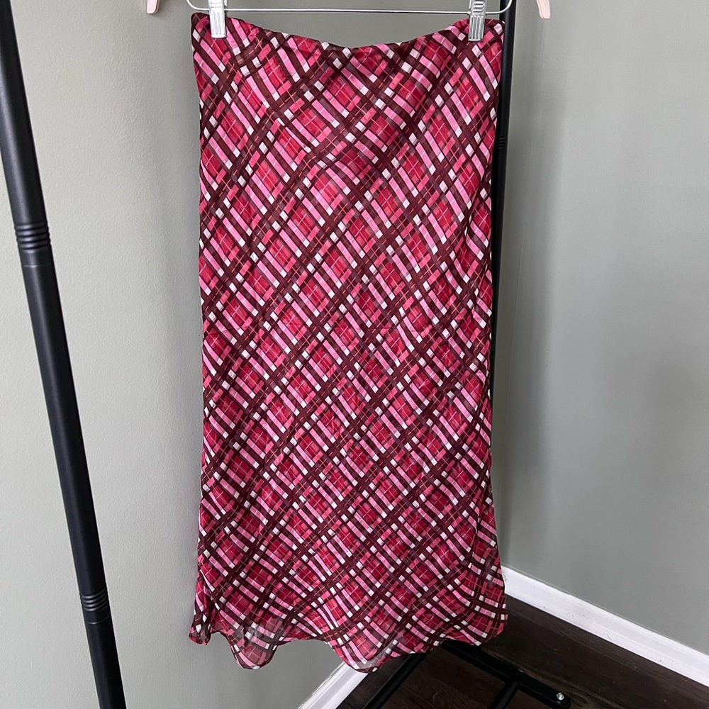 NWT Mango Pink & Brown Midi Skirt - Picture 2 of 2